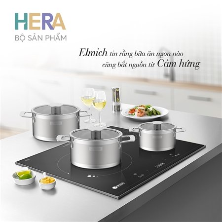Best quality Elmich Hera EL 8266 seamless stainless steel cookware pots set size 16,18,22 cm
