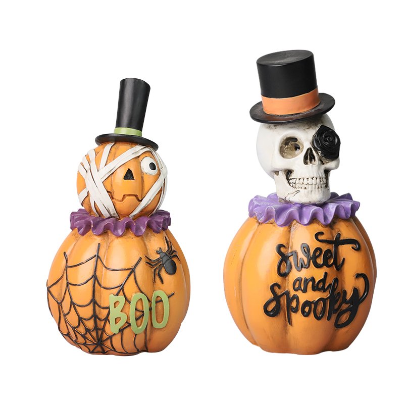 Redeco New Design Resin Holiday Decoration Halloween Pumpkin Skull For Home Decor