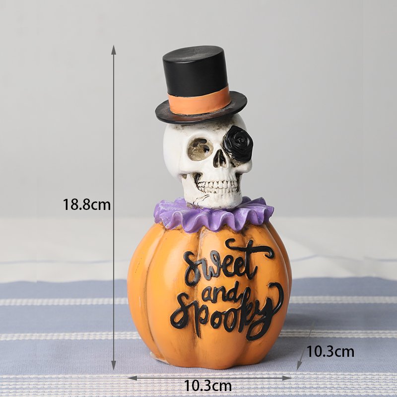 Redeco New Design Resin Holiday Decoration Halloween Pumpkin Skull For Home Decor