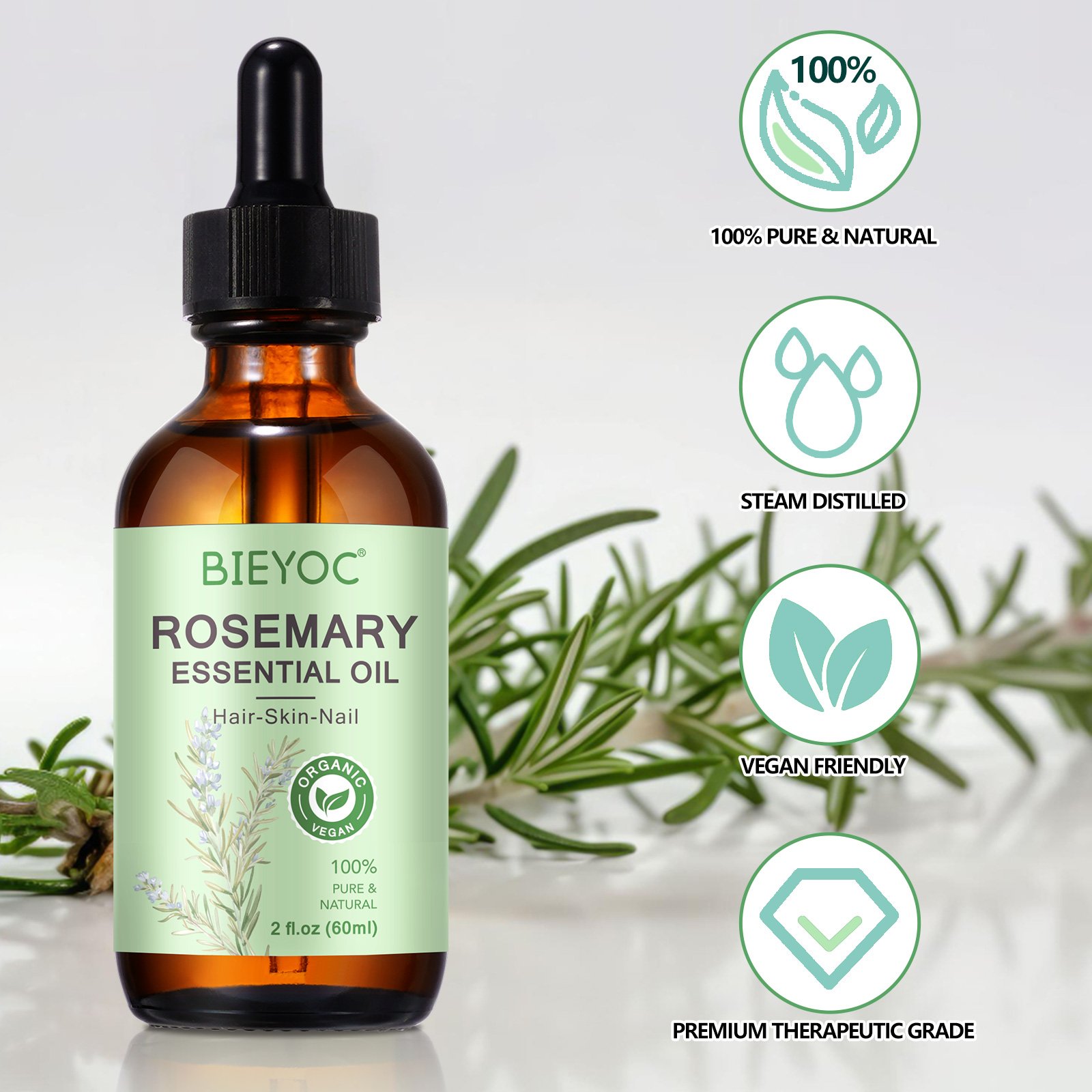 BIEYOC Organic Natural Hair Serum Treatment Aceite De Romero Para El Cabello Hair Care Products Rosemary Oil For Hair Growth