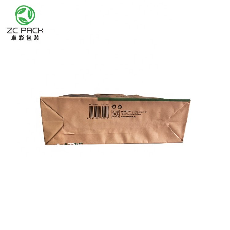 China manufacturer Custom printed biodegradable cat litter packaging paper bag with handle