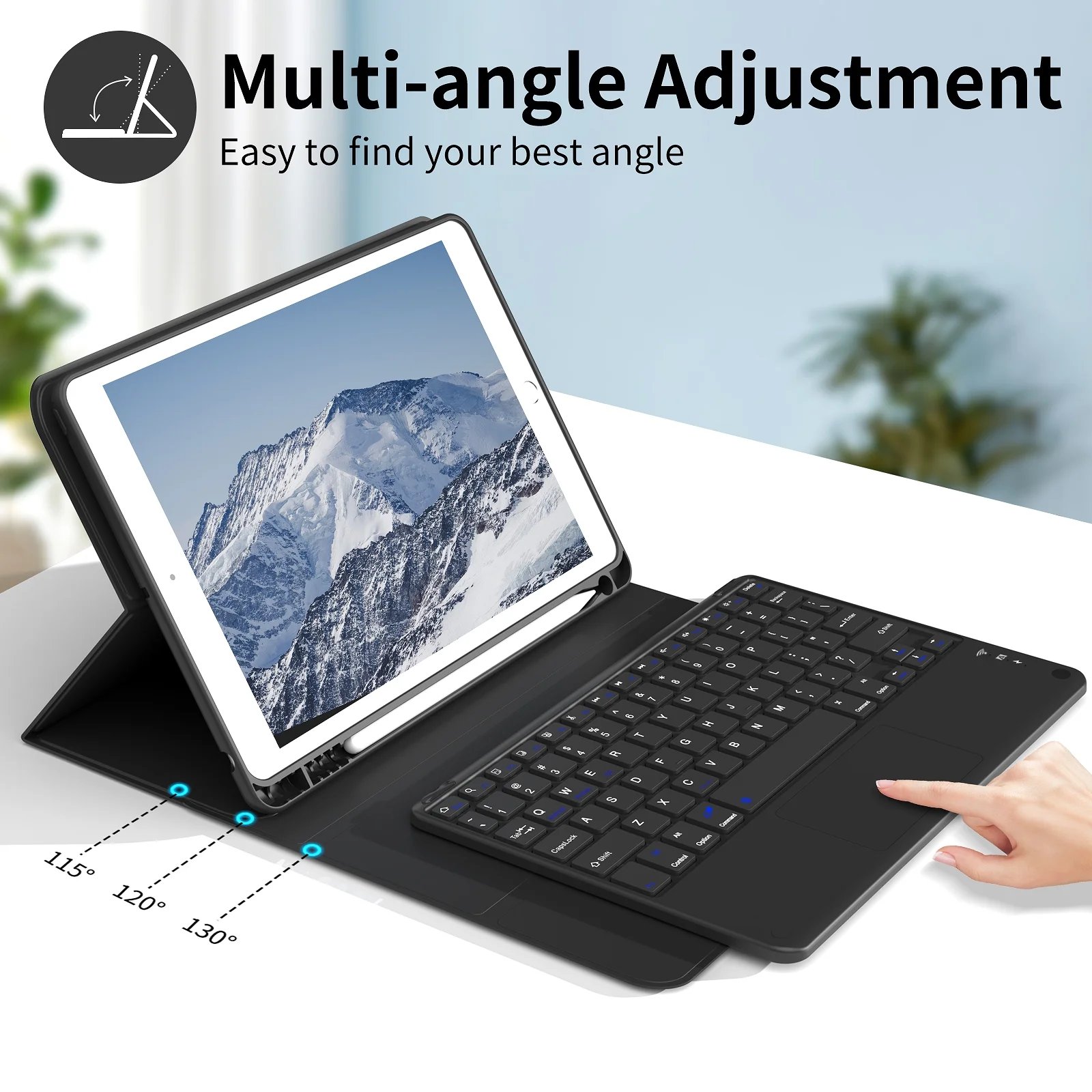 Shemax TouchPad Mini Keyboard Case for ipad pro 12.9 2021 2020 2018 Pu Leather Case para Tablet With Keyboard Wireless Keyboard