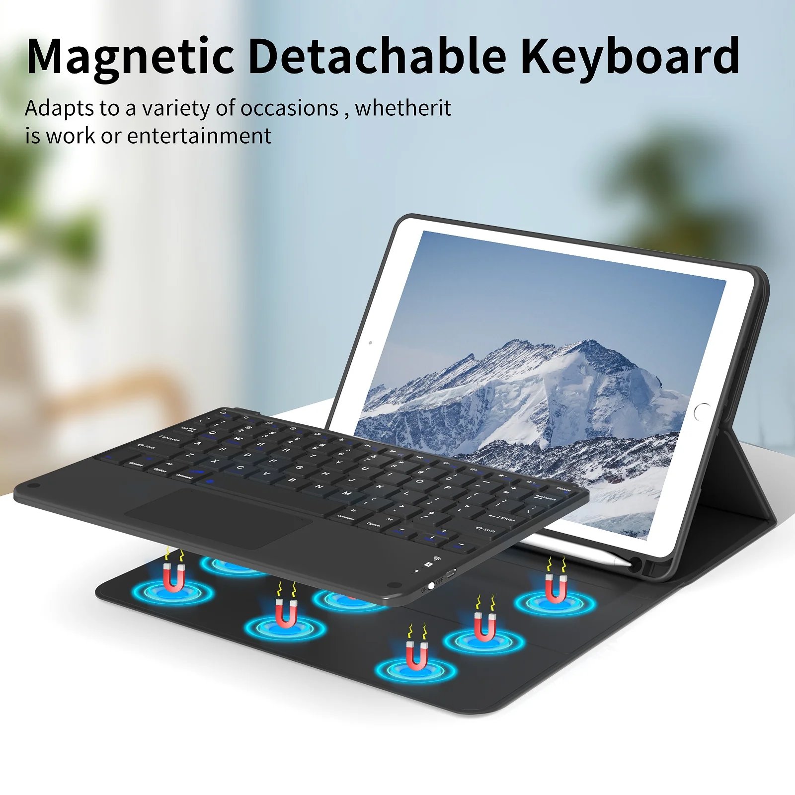 Shemax TouchPad Mini Keyboard Case for ipad pro 12.9 2021 2020 2018 Pu Leather Case para Tablet With Keyboard Wireless Keyboard