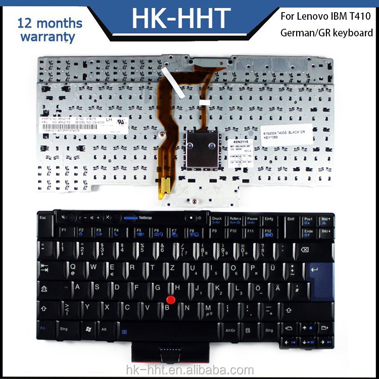 HK-HHT silver black color customizable version laptop keyboard for IBM T410 German layout laptop internal keyboard