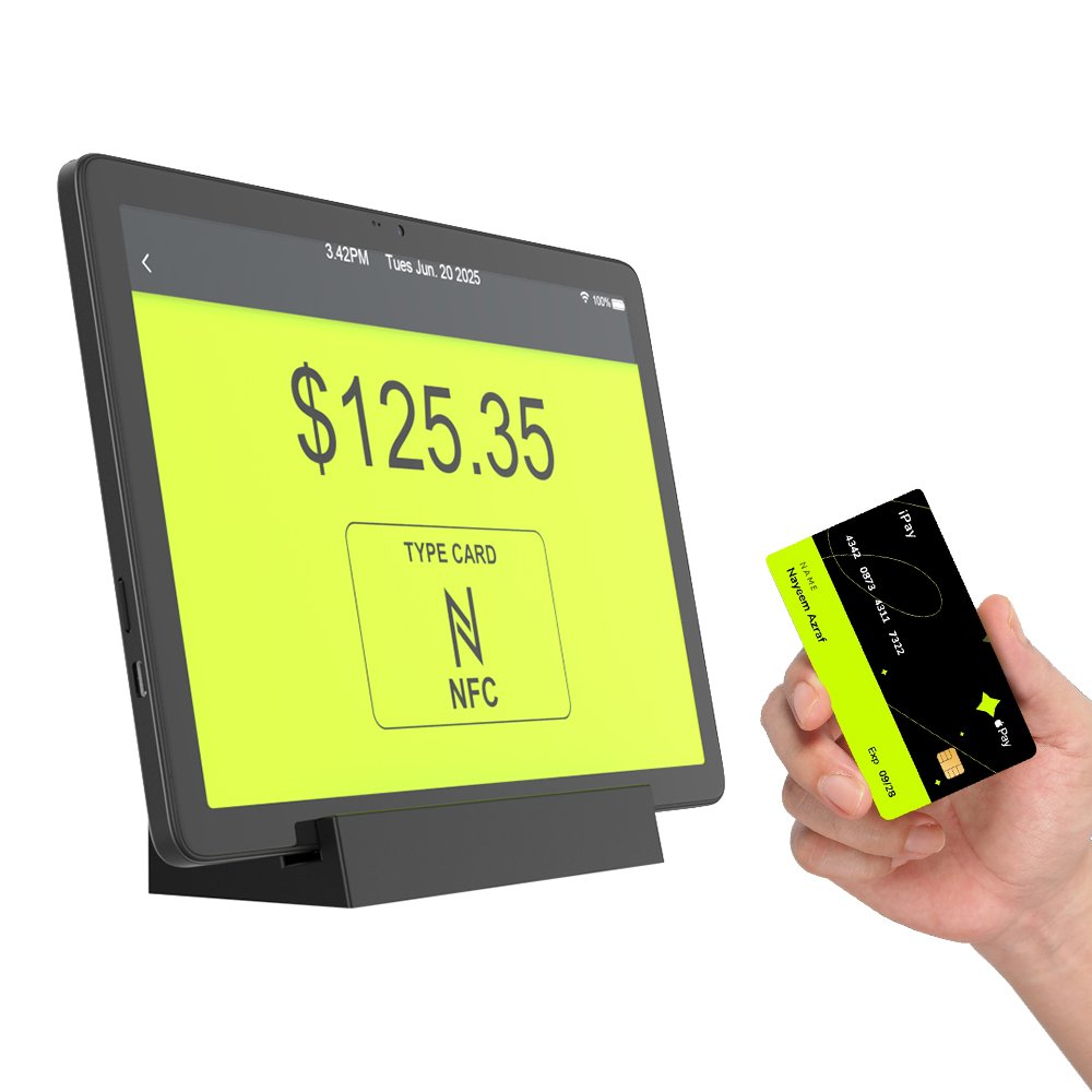 10 inch tablet touch screen tablet pos nfc contactless tap to pay nfc under the screen MTK8768 4G smart display pos tablet pc