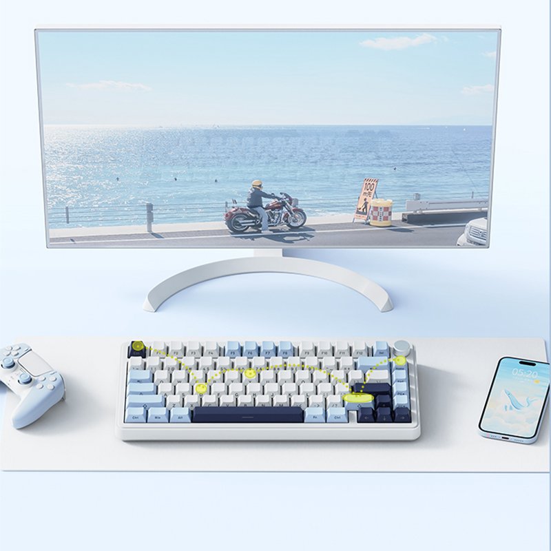 Wholesale Custom Bluetooth Wireless Three Mode Gradient RGB Lighting 82 Keys Gaming Mechanical Keyboard