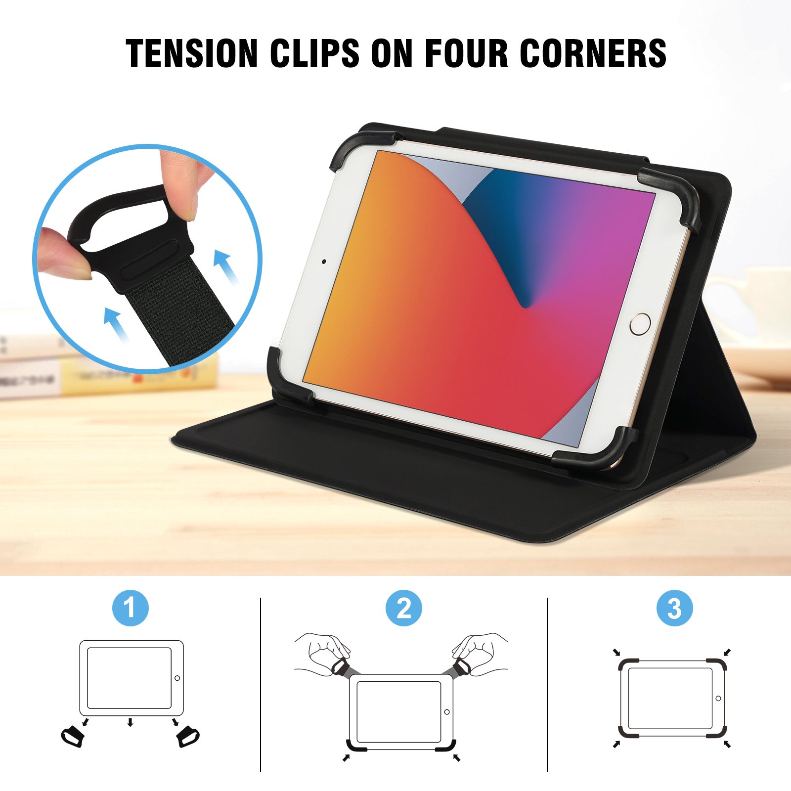 2 in1 Bluetooth Wireless Keyboard with Leather Folio Cover Keyboard case for 9 9.7" 10.1" 10.2" 10.5" 10.9" 11" Tablets