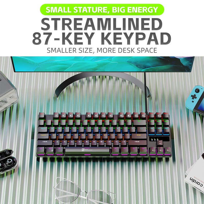 Fashion 87 Keys RGB LED Backlit Mechanical Keyboard Teclado Gamer Wired Ergonomic Gaming Keyboard For Laptop Gamer