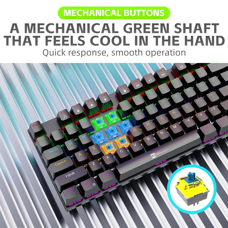 Fashion 87 Keys RGB LED Backlit Mechanical Keyboard Teclado Gamer Wired Ergonomic Gaming Keyboard For Laptop Gamer