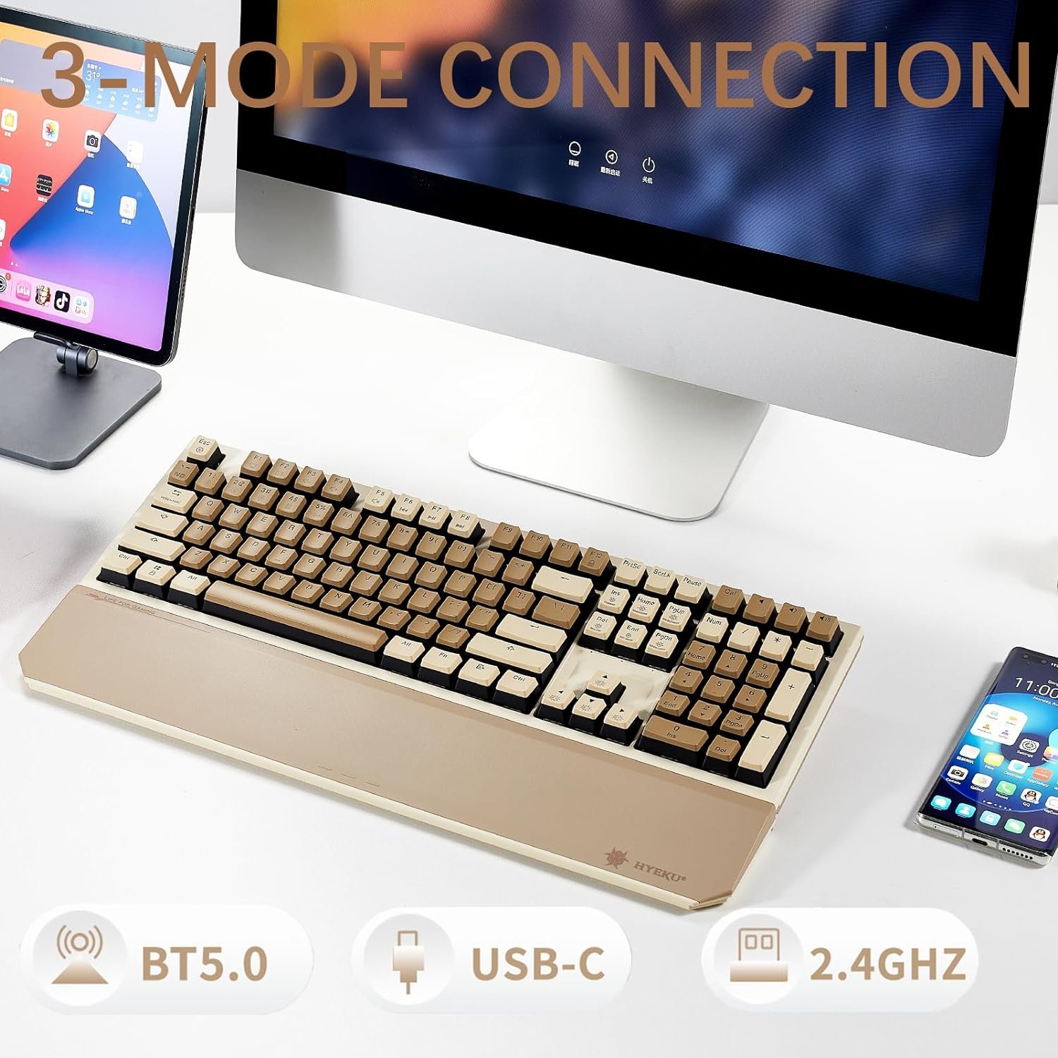 Hexgears X5pro Triple Mode Wireless Gaming Keyboard Mechanical Keyboard for Windows All Laptop Mac