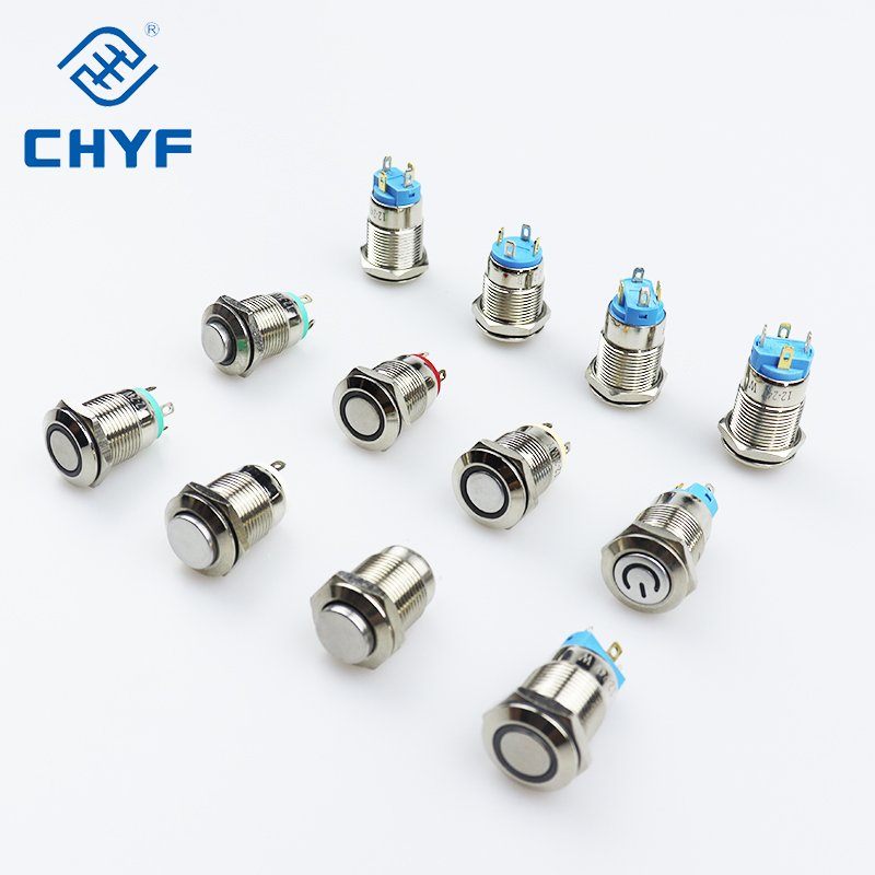 IP65 Level Waterproof 12mm Metal Push Button Switch On/Off Function 1NO 1NC Switch Combination Max Voltage 250V/12V Momentary
