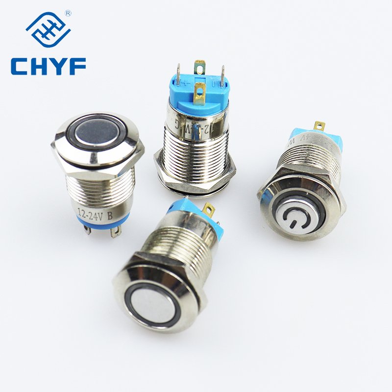 IP65 Level Waterproof 12mm Metal Push Button Switch On/Off Function 1NO 1NC Switch Combination Max Voltage 250V/12V Momentary