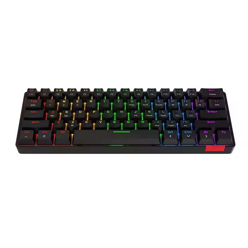 61-Key Hot-Swappable Wireless Bluetooth Mechanical Keyboard , Russian Layout, Single-Color RGB Lighting,