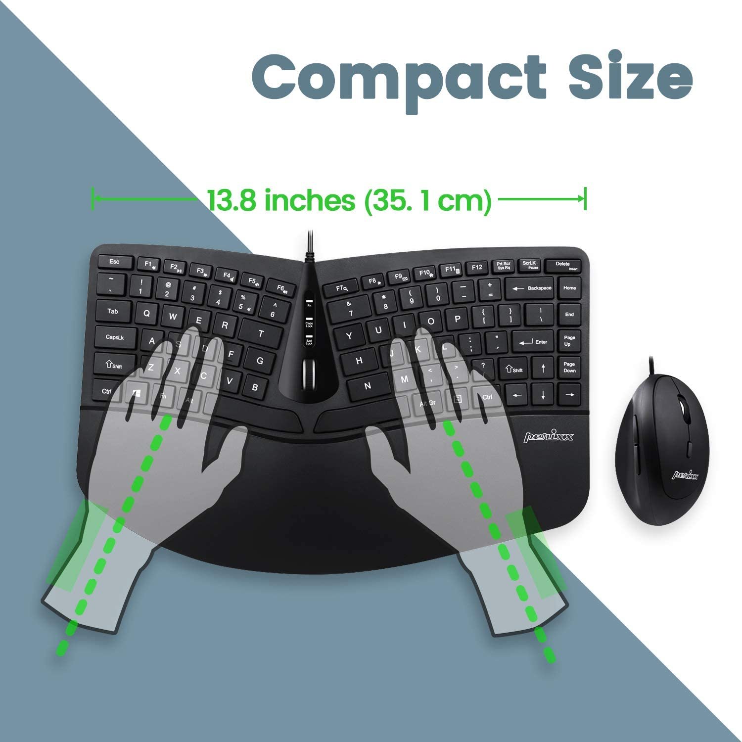 109-Key Wireless USB Keyboard Ergonomically Split Design with Multi-Keys Anti-Ghosting Membrane Operation Business Office Use