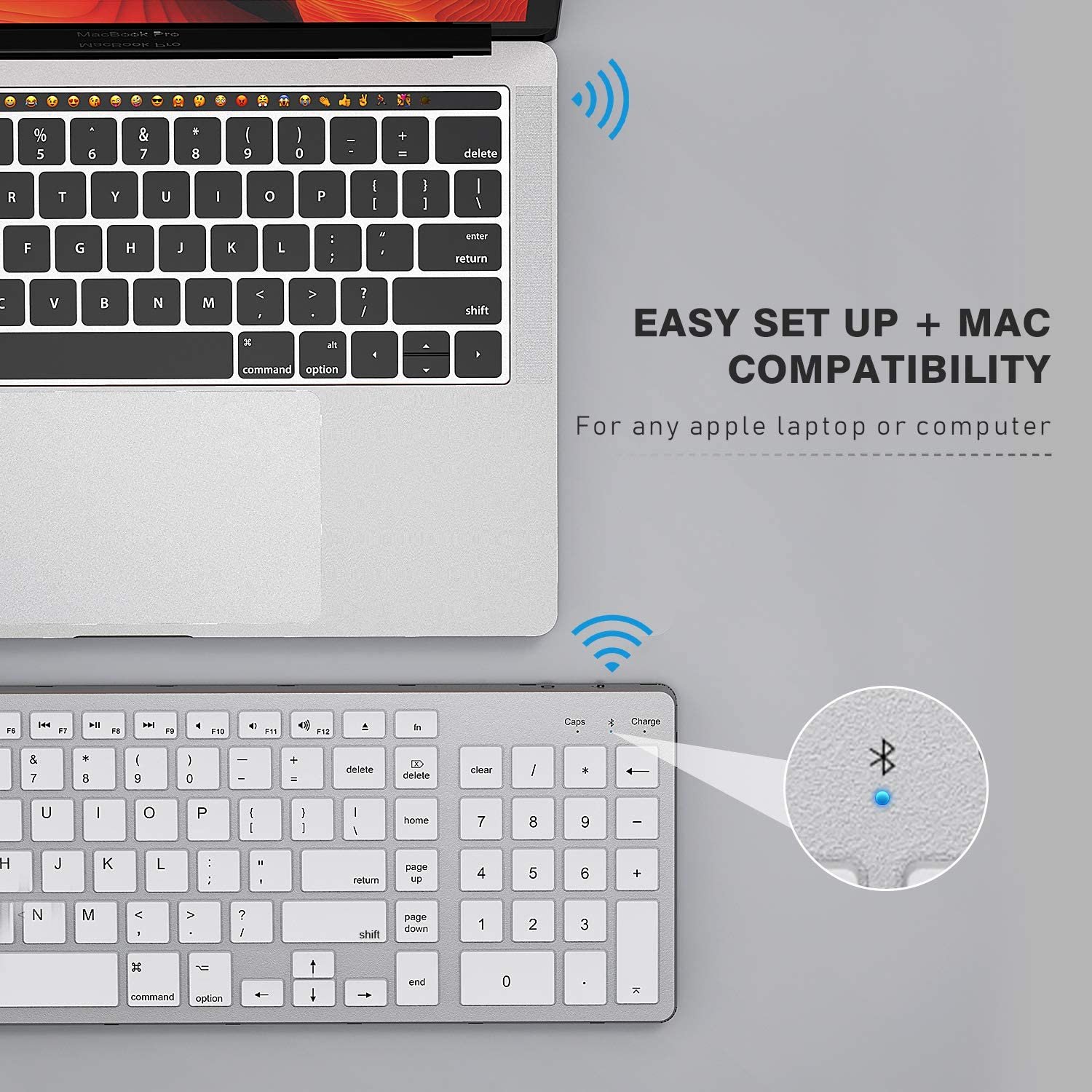rohs fcc ce stock trading wholesale slim argonomic computer qwerty 102 key rechargeable mac wireless bluetooth keyboard