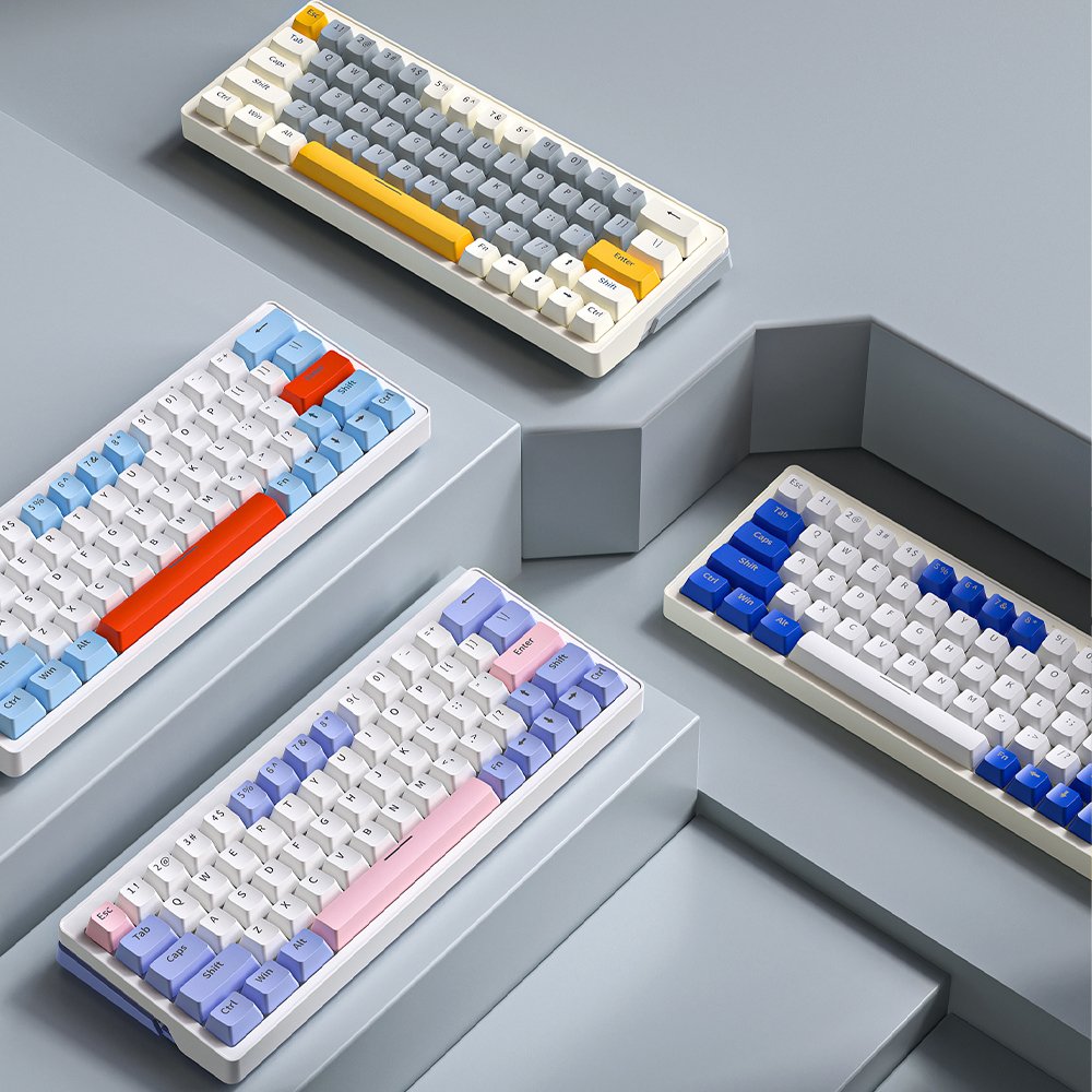 ZA63 Pro Portable 60 Percent USB Wired 2.4G BT Wireless RGB Backlit Gaming Mechanical Keyboard Hot Swappable Silent Switch