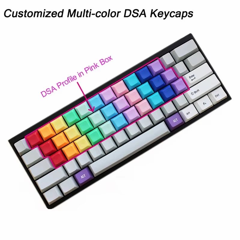 2024 Factory Price DSA KBT Keycaps DIY Mechanical Keyboard Multi Colors Low Profile Blank Keycap Anime Keycaps