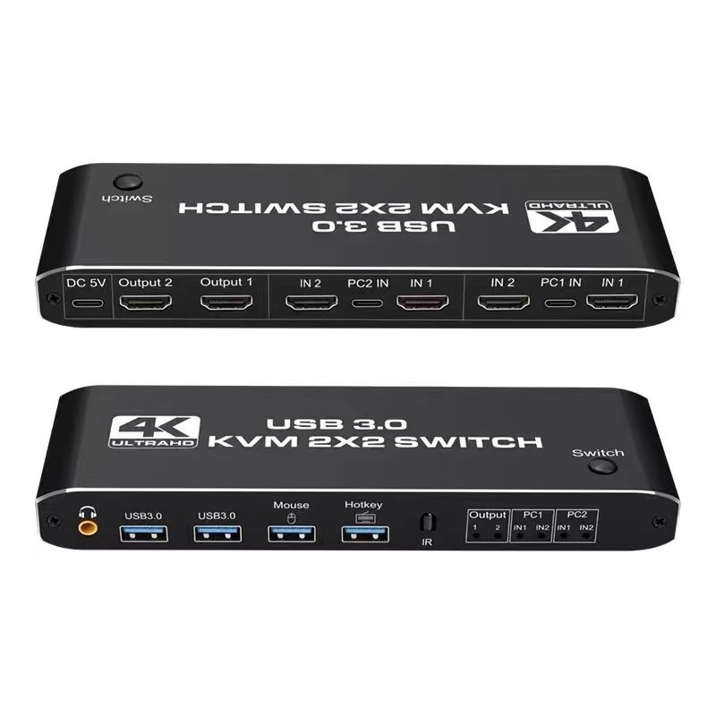2x2 HDMI kvm switch 4K 60Hz Dual Monitor KVM HDMI Extended Display USB KVM Switcher 2 in 2 out for 2 Computers Share 2 Monitors