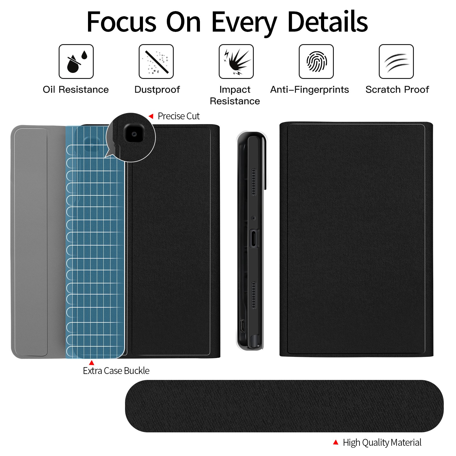 Auto Sleep/ Wake Wireless BT Magnetic Detachable Keyboard Cover For Samsung Tablet A7 Lite 8.7 inches Android Case