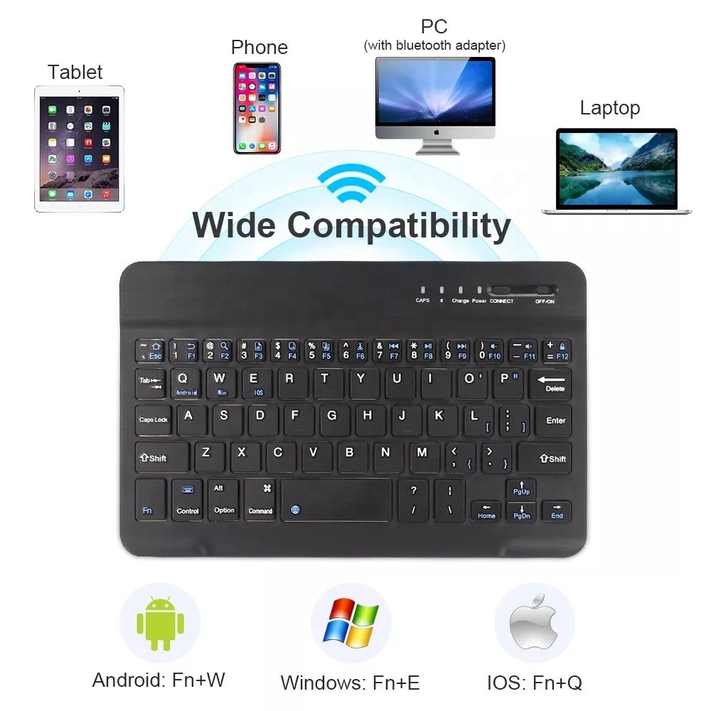 Cheapest Price Wireless Rechargeable Bluetooths Tablet Keyboard Portable 7 Inch for iPhone iPad Android Windows iOS