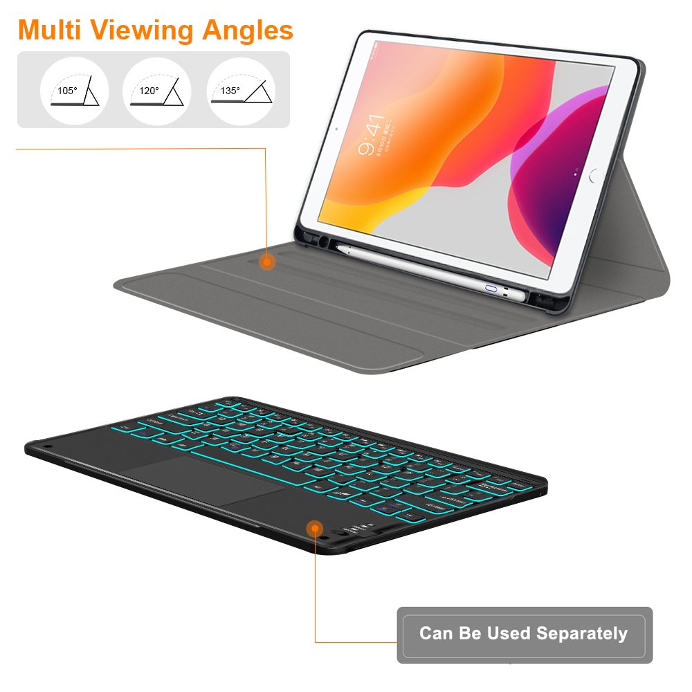 wireless Keyboard case for ipad 8th 9th generation ipad air 10.5 wireless Touchpad keyboard cover leather tablet Case