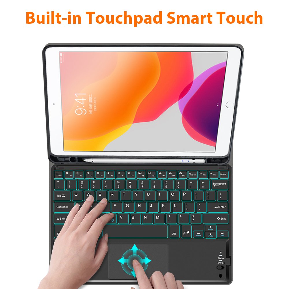 wireless Keyboard case for ipad 8th 9th generation ipad air 10.5 wireless Touchpad keyboard cover leather tablet Case