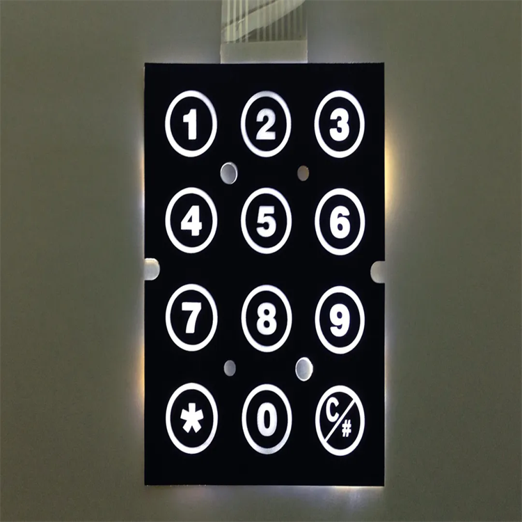 Customize keypads & keyboards panel flat button with backlit ip68 backlight membrane switch membran panel wth 3M467 adhesive