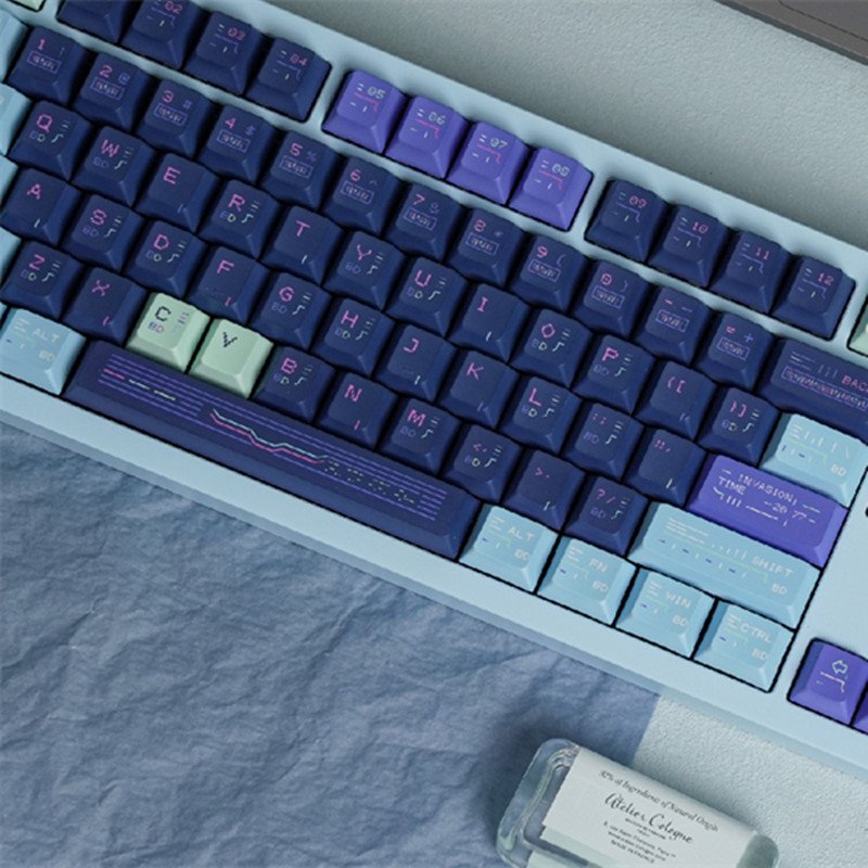 New Arrival Neon Edge Keycaps PBT Cherry Profile Dye Sublimation 140 Keys For MX Switch 64/68/104/108 Mechanical Keyboard