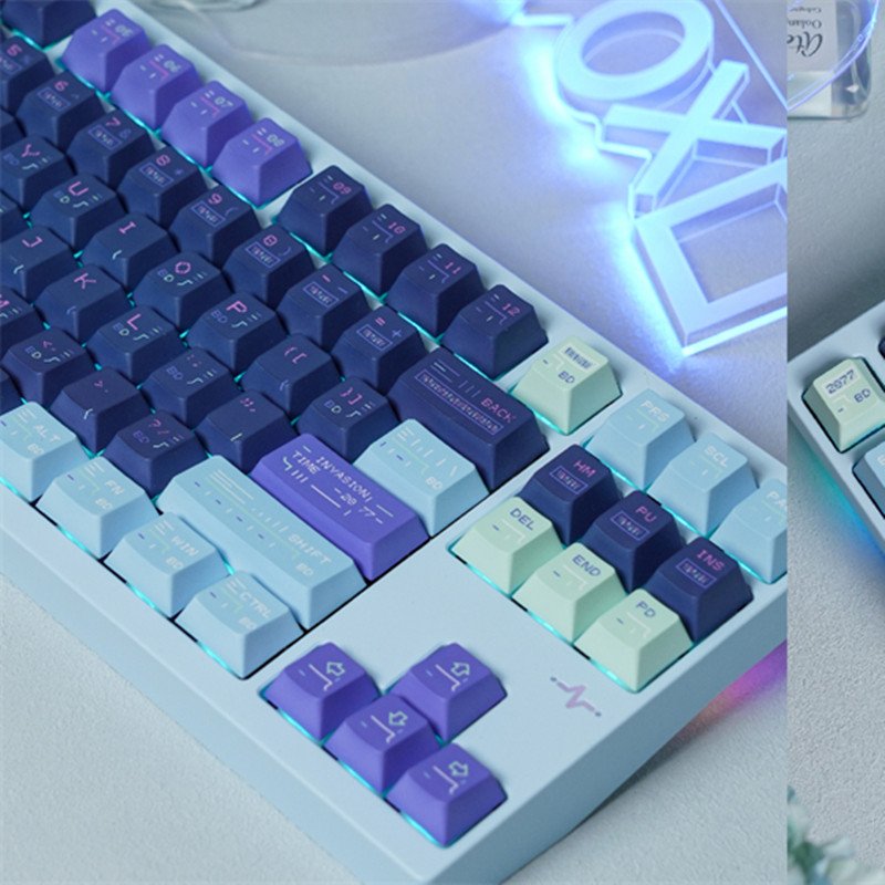 New Arrival Neon Edge Keycaps PBT Cherry Profile Dye Sublimation 140 Keys For MX Switch 64/68/104/108 Mechanical Keyboard