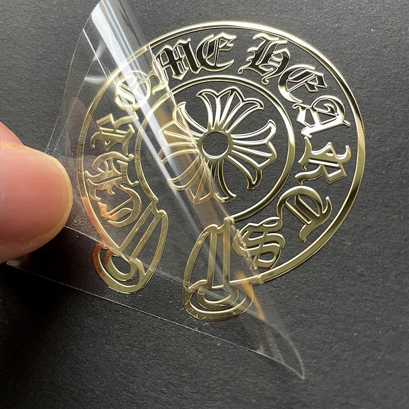 Luxury UV DTF Custom 3D Metal Foil Logo Transfer Stickers Gold Waterproof Silver Foil Labels for Packing