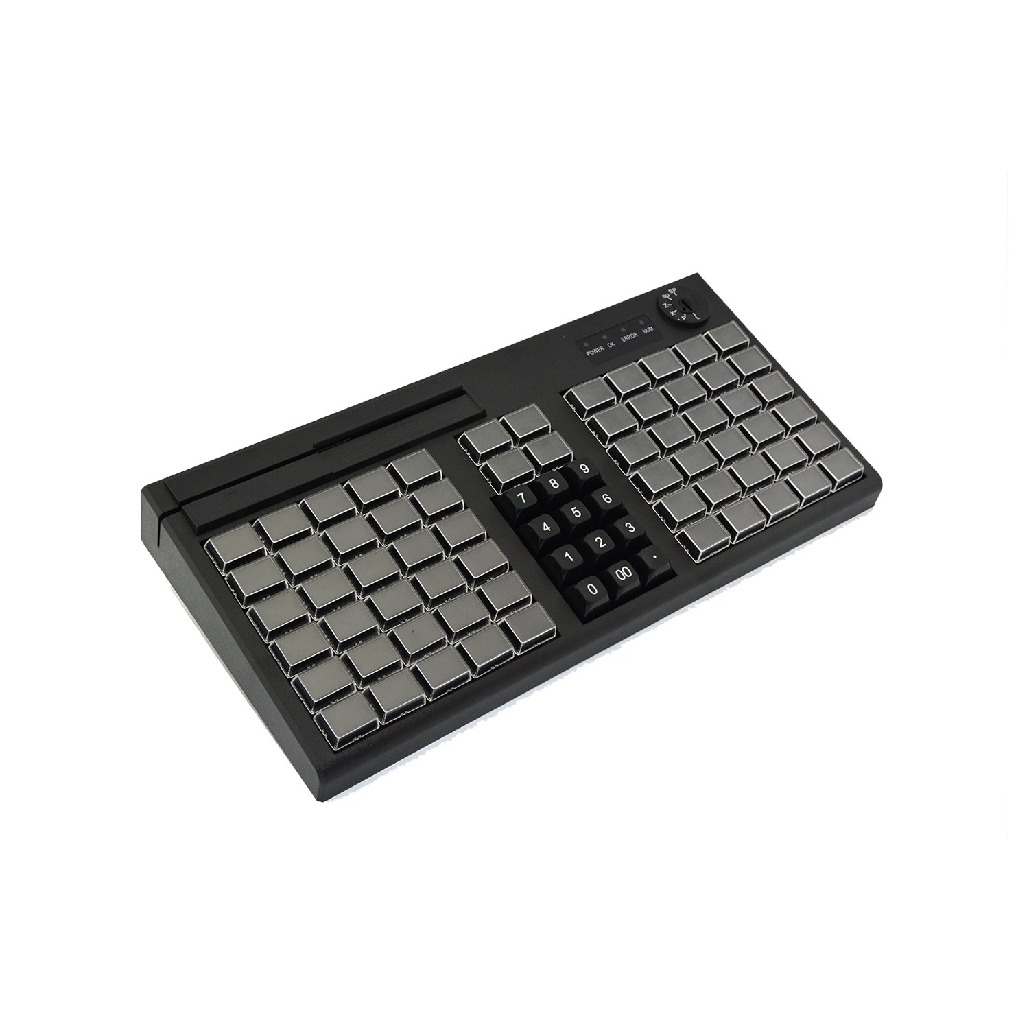 Cheapest PS/2 USB 3 Tracks Window 76 Keys Programmable POS Keyboard with Card Reader KB76M