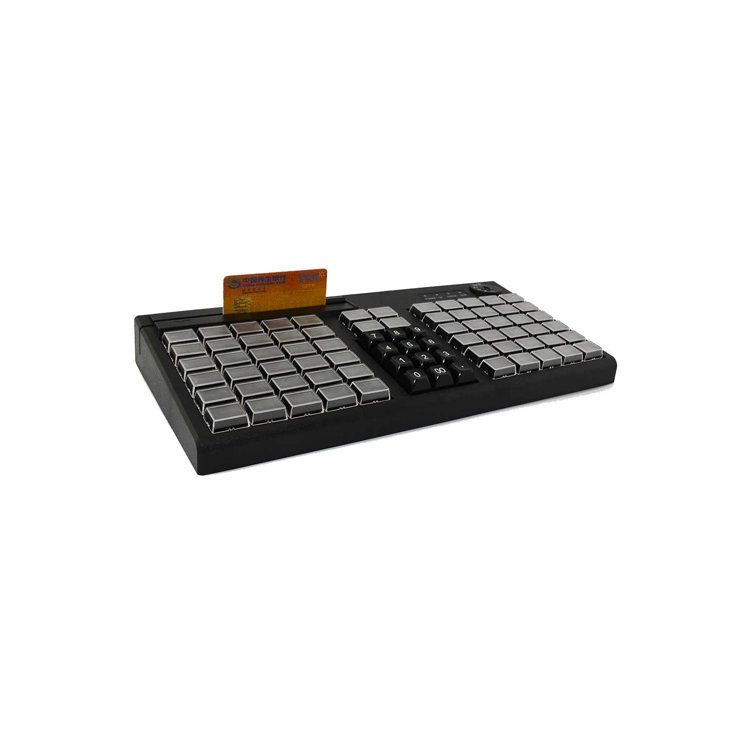Cheapest PS/2 USB 3 Tracks Window 76 Keys Programmable POS Keyboard with Card Reader KB76M