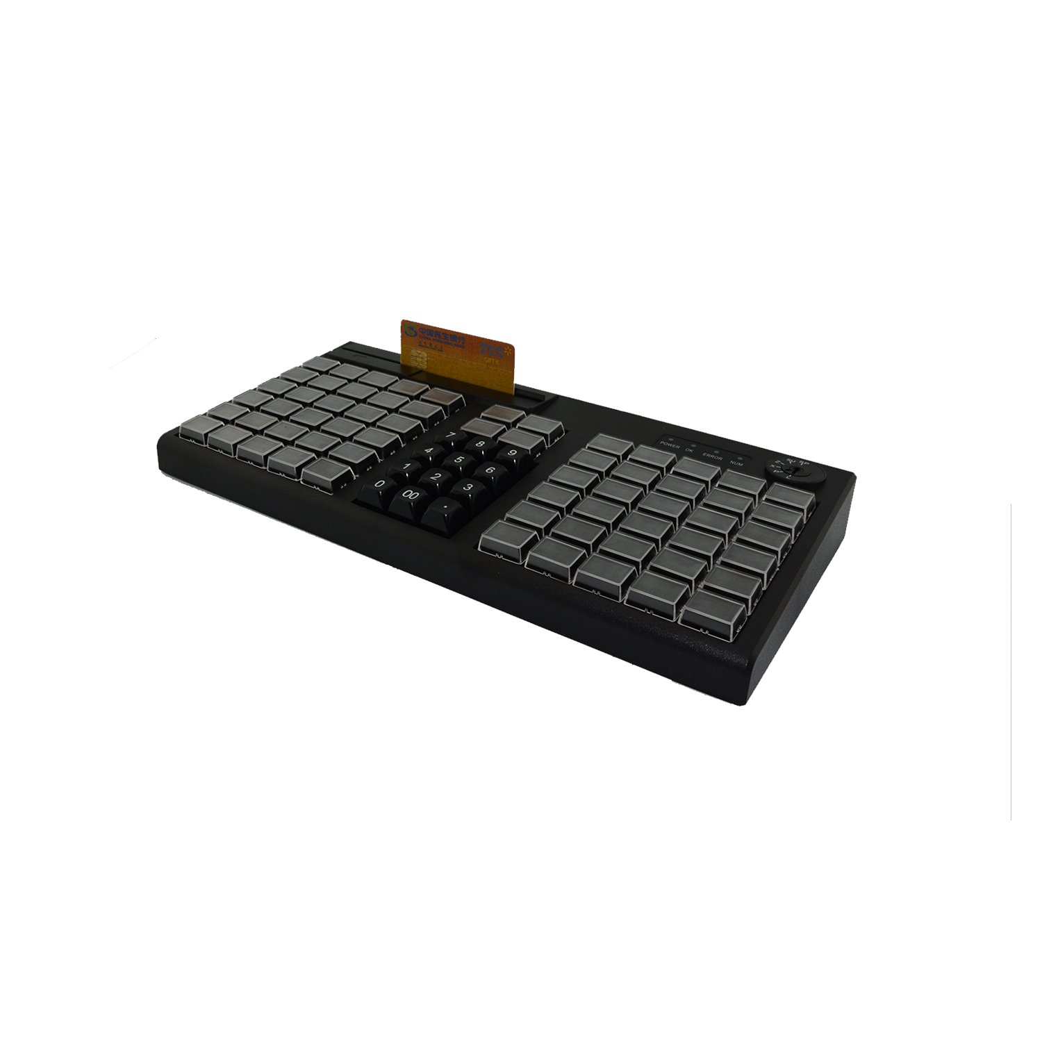 Cheapest PS/2 USB 3 Tracks Window 76 Keys Programmable POS Keyboard with Card Reader KB76M