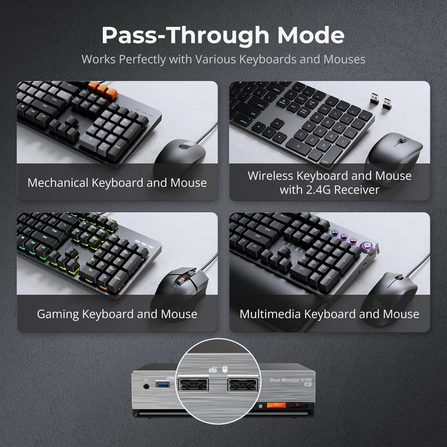 TESmart HDMI 2.1 Dual 4K144Hz KVM Switch Gaming Dock for 2 PCs & 2 Monitors, w/ ADI Chip, EDID, VRR, FVA, ALLM, and Dynamic HDR