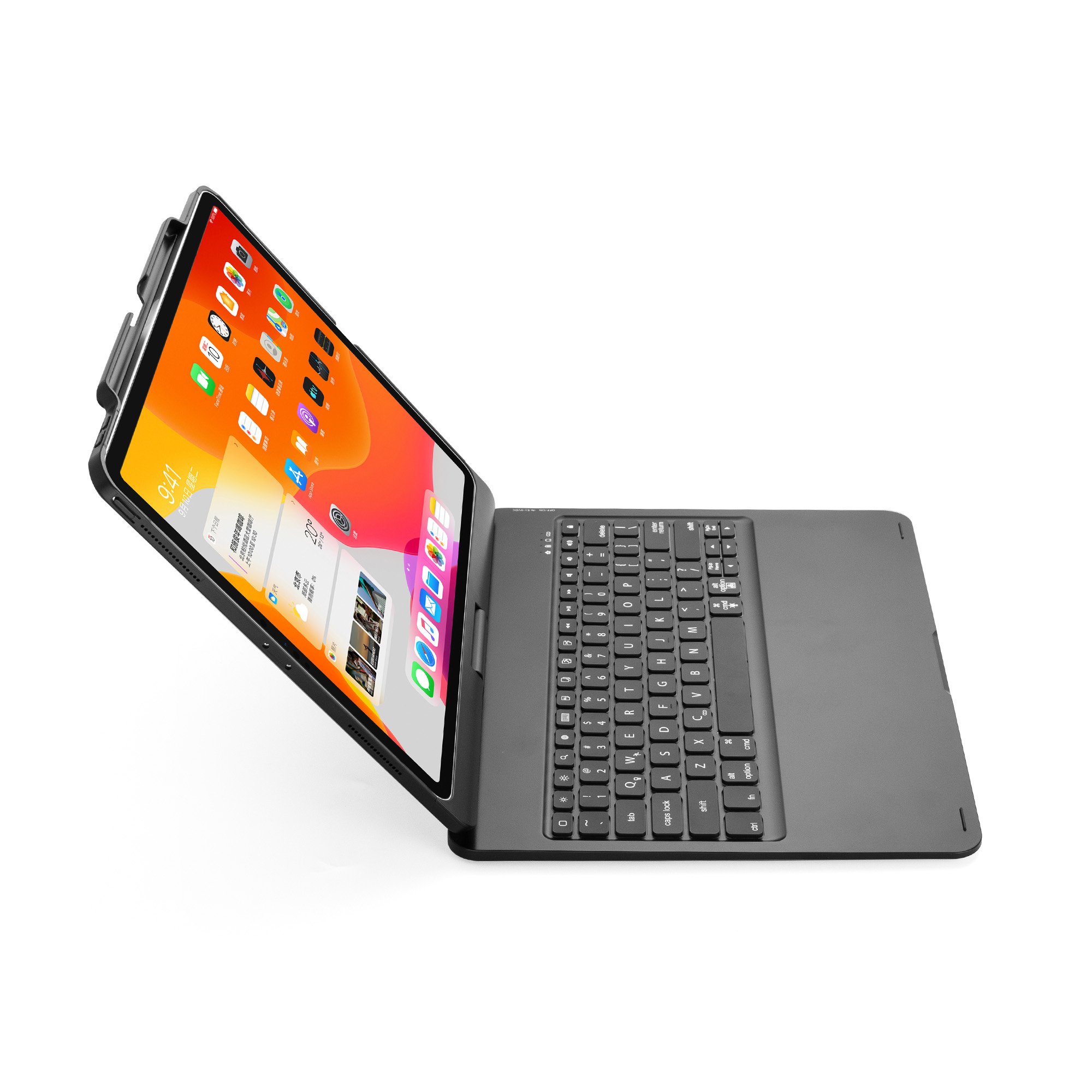 Black BT Wireless ABS Material Keyboard Case Fit for 12.9 Inch with Pencil Holder