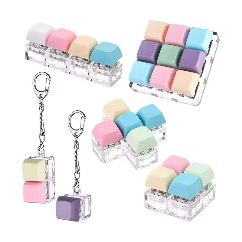 Fidget Toys Switches Keycap Key Chain Fidget Keyboard Clicker Stress Relief Keychain Decompression Gifts
