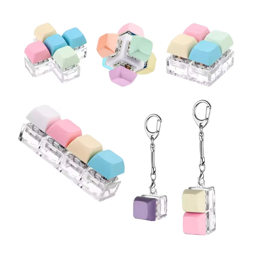 Fidget Toys Switches Keycap Key Chain Fidget Keyboard Clicker Stress Relief Keychain Decompression Gifts