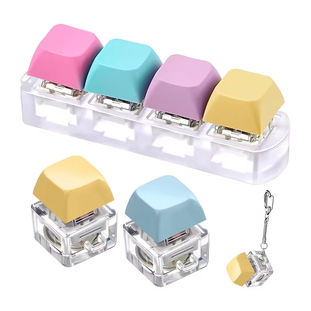 Fidget Toys Switches Keycap Key Chain Fidget Keyboard Clicker Stress Relief Keychain Decompression Gifts
