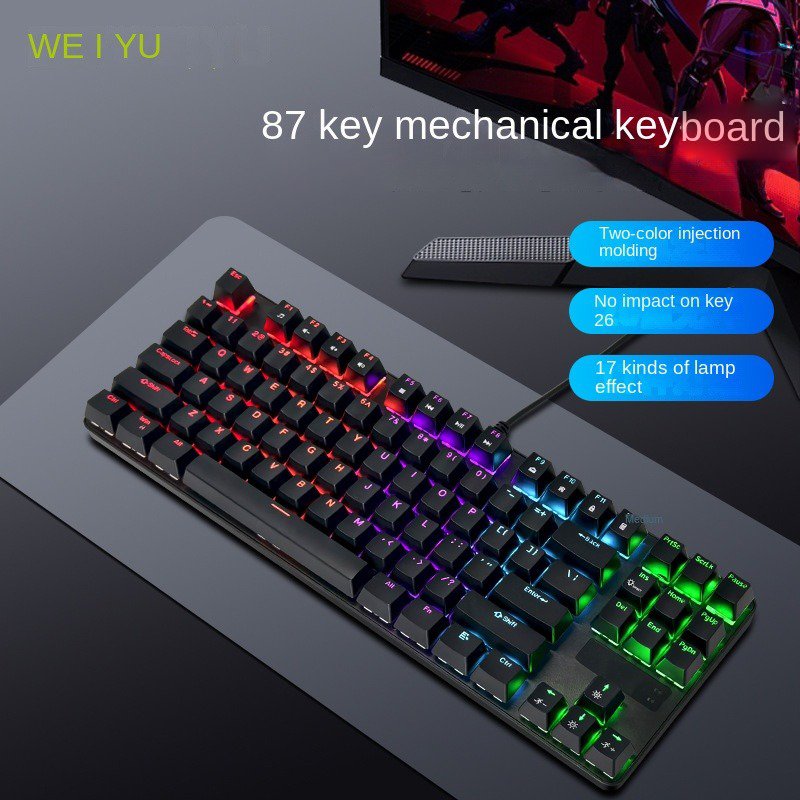 87-Key True Mechanical Gaming Keyboard LED Backlit Multifunctional Detachable Multilanguage Office Gaming Use