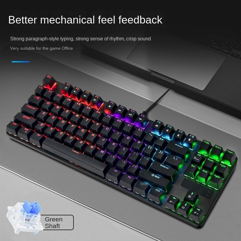 87-Key True Mechanical Gaming Keyboard LED Backlit Multifunctional Detachable Multilanguage Office Gaming Use