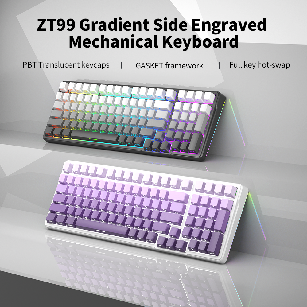 ZF ZT104 104 Keys White Backlit full size Gaming Mechanical Keyboard with Sliver Switch Wired for Laptop Desktop PC Gamers