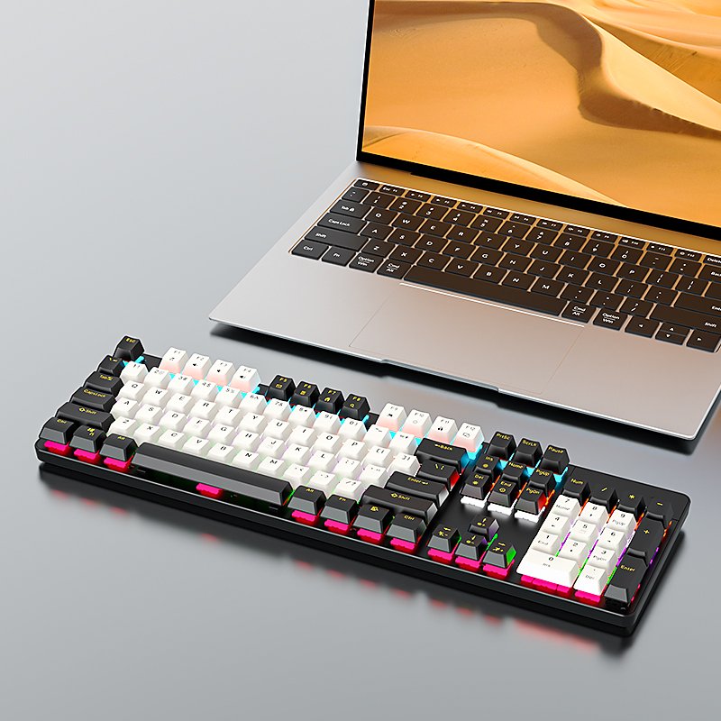 Hot Sale 104 Keys Rainbow Backlit Gaming Keyboard Anti-Ghosting Blue Switch Wired Mechanical Keyboards PC Computer Keyboard