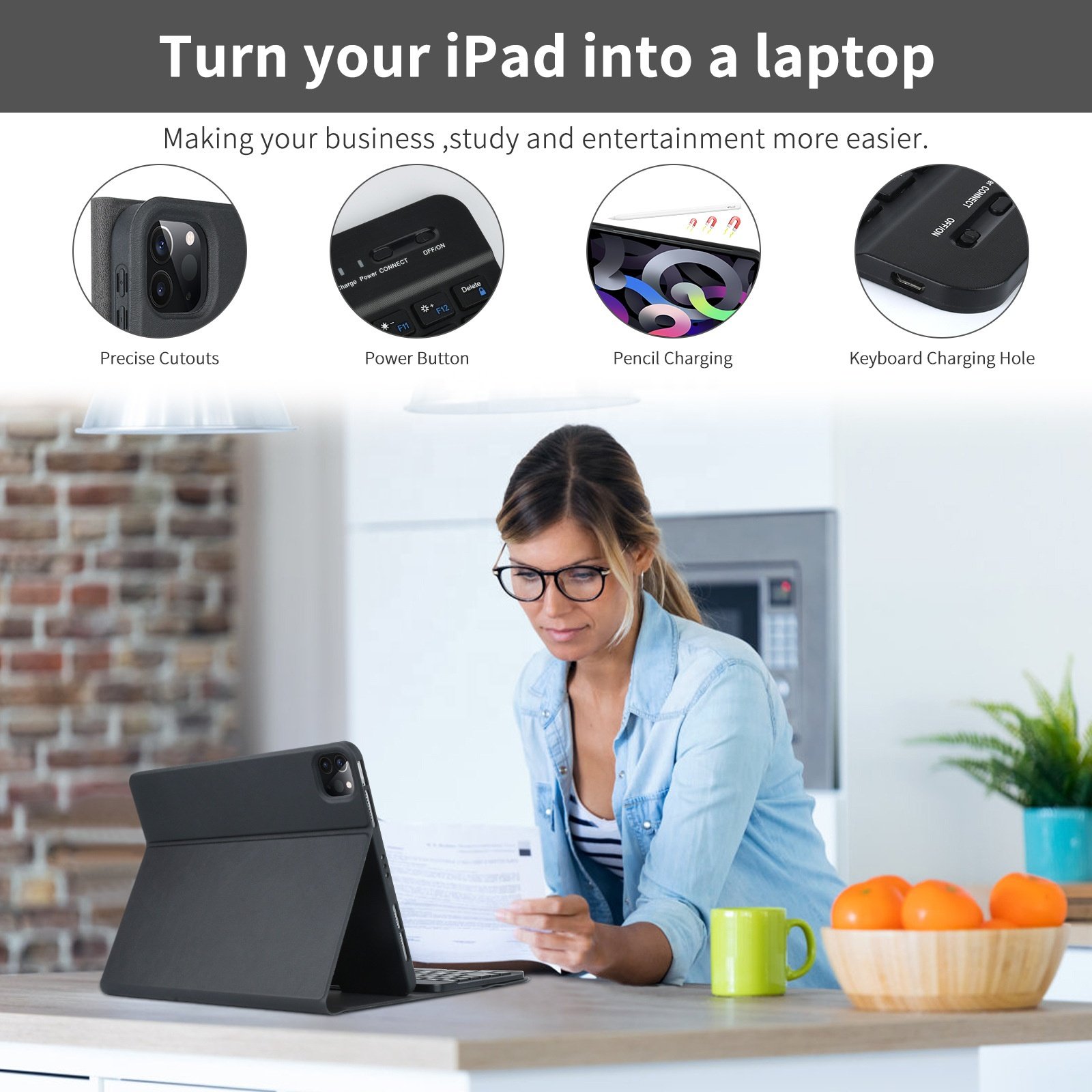 Auto Sleep/Wake Detachable Magnetic Keyboard Case Stand Folio Protect Cover Case for ipad 9.7 keyboard case with trackpad