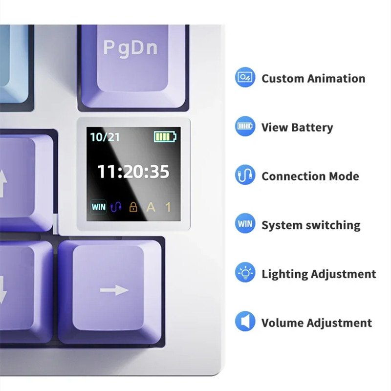 AK820 Pro Wired/2.4G Wireless/BT 3 Mode Mechanical Keyboard USB RGB LED Light PC Computer Gaming Mechanical Switch 75% Keyboard