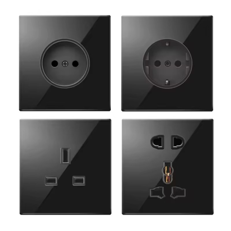 Abuk Premium Quality Durability Black Matte Finish Acrylic 1/2/3/4 Gang Mechanical LED Light Wall Switches With LED Indicators