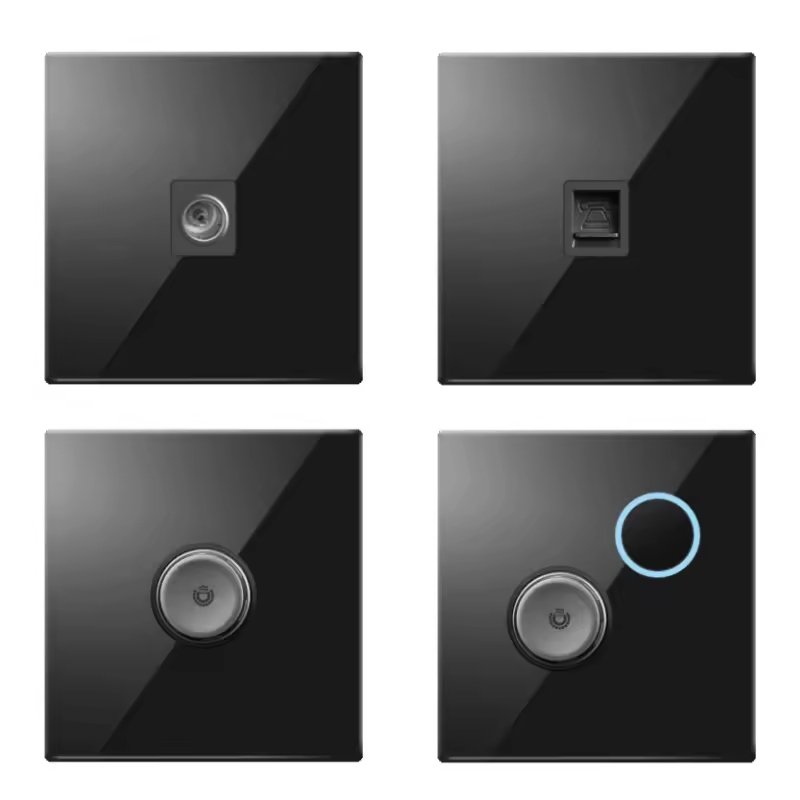 Abuk Premium Quality Durability Black Matte Finish Acrylic 1/2/3/4 Gang Mechanical LED Light Wall Switches With LED Indicators