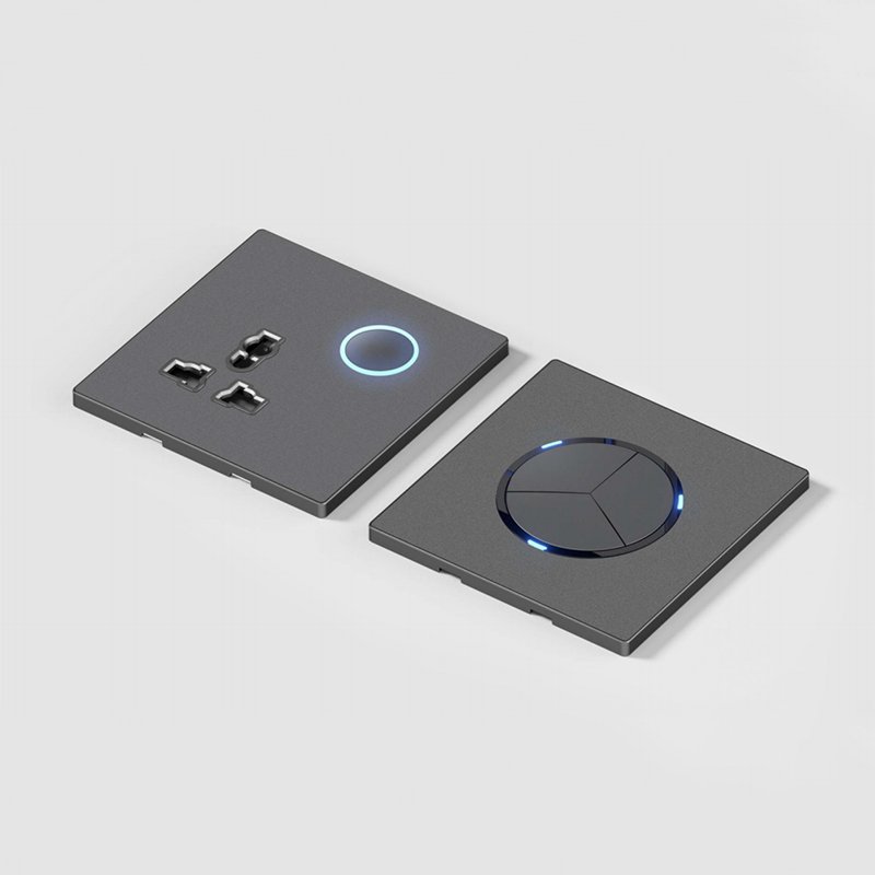 Abuk Premium Quality Durability Black Matte Finish Acrylic 1/2/3/4 Gang Mechanical LED Light Wall Switches With LED Indicators