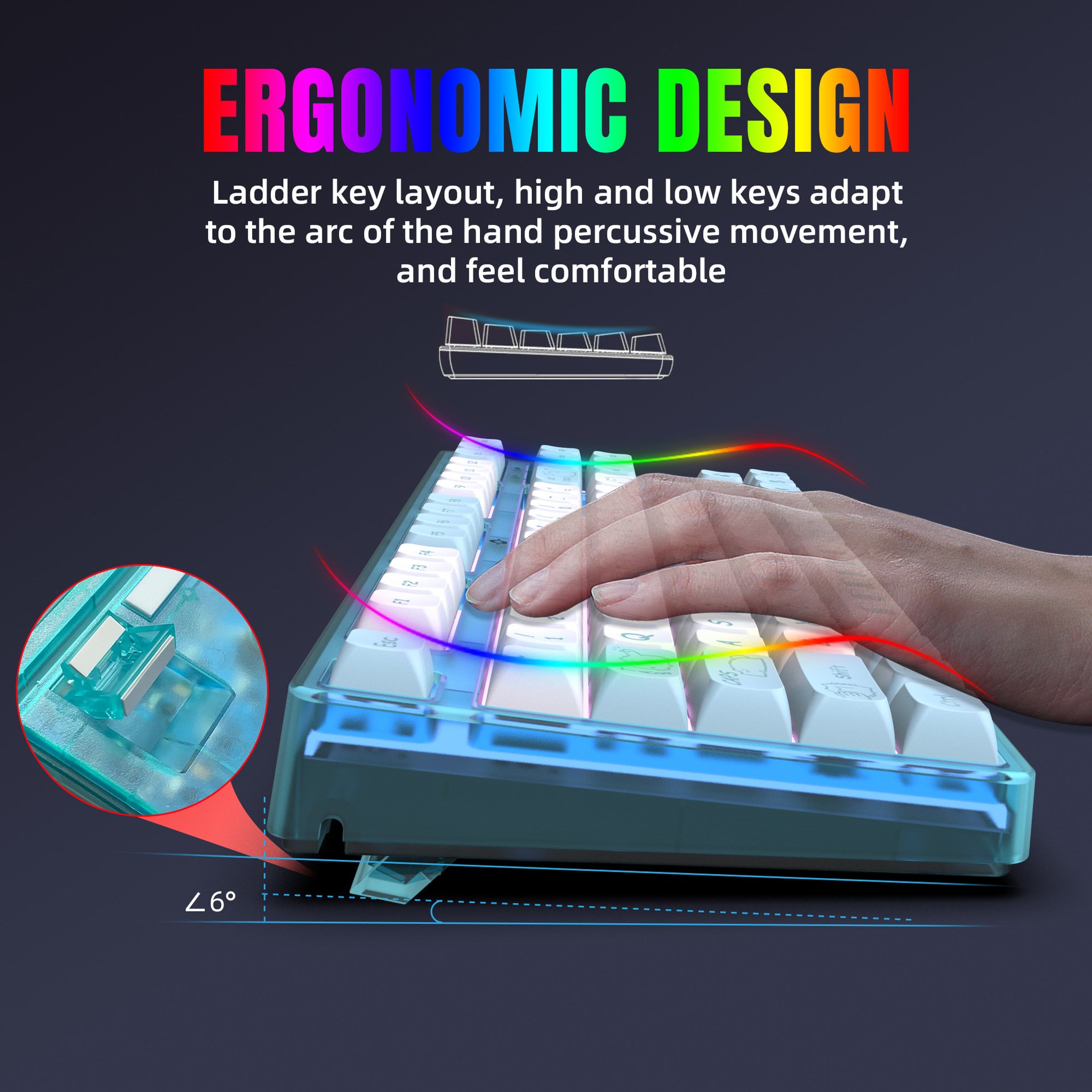 Mechanical keyboard 87 Keys Sublimation Cartoon Keycaps Esports Gaming keyboard Multiple Lights Mechanical keyboard