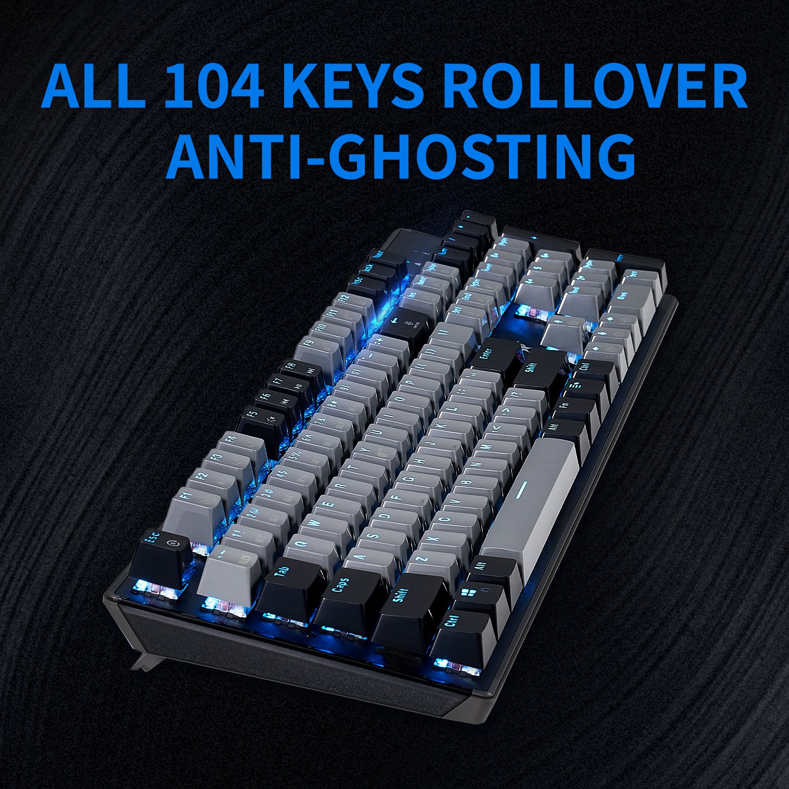 OEM Customizable Spanish Arabic French 104 Keys Blue Backlit Gaming Office Computer Laptop Red Box Switch Mechanical Keyboard