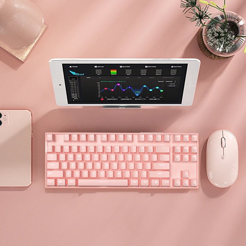 87-Key Wireless RGB Backlit Gaming Keyboard 80 Percent with Green Switch Mechanical Gamer Teclado LED Backlight